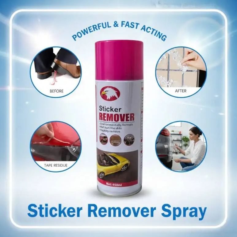 Sticker Remover Spray 450ml Fast & Safe Adhesive Removal for Cars Glass and Surfaces Environmentally